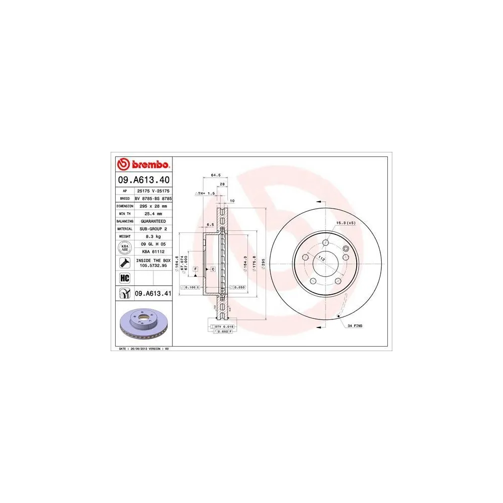 Discos de freno  Brembo 09.A61.340