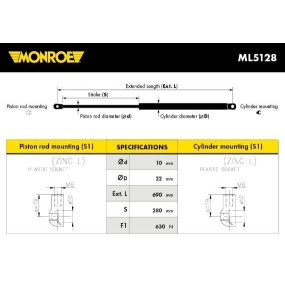 MONROE - ML5128 - Muelle neumático, maletero