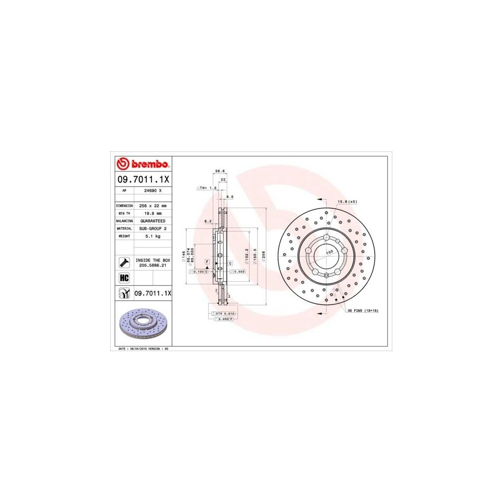 Discos de freno Brembo XTRA Line 09.7011.1X - 09701114