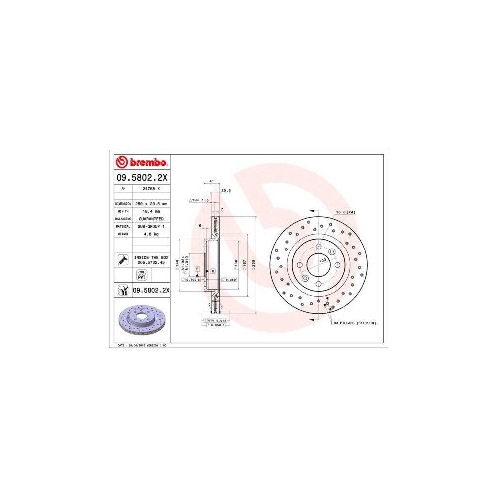 Discos de freno Brembo XTRA Line 09.5802.2X - 09580224