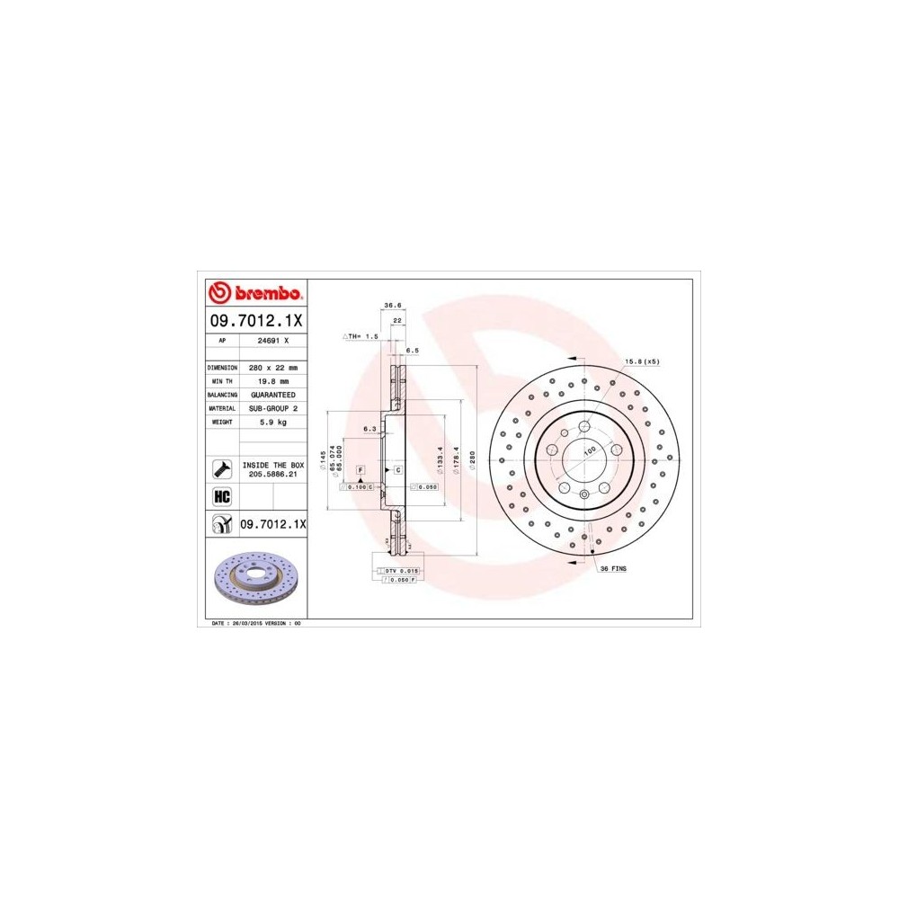 Discos de freno Brembo XTRA Line 09.7012.1X - 09701214