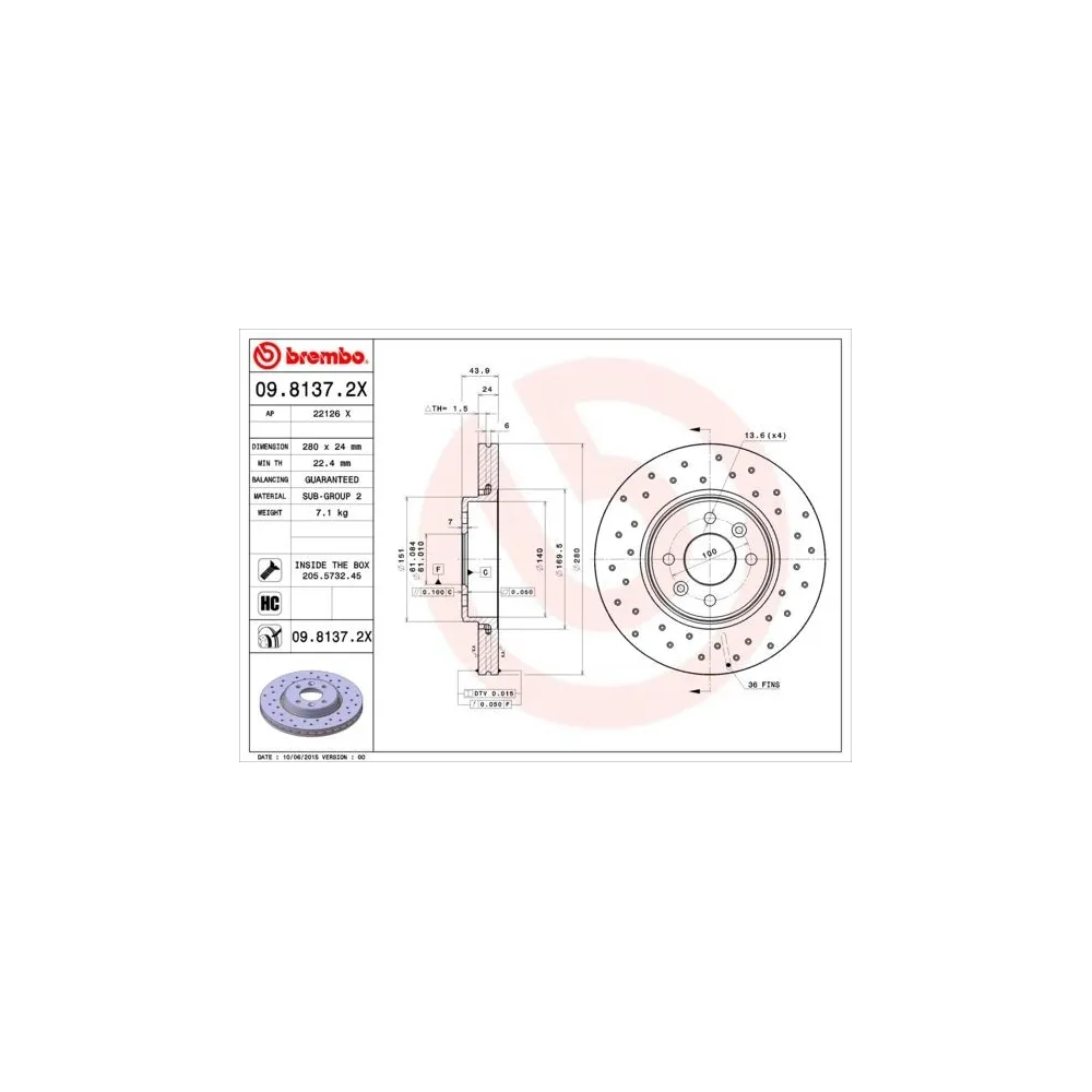 Discos de freno Brembo XTRA Line 09.8137.2X - 09813724