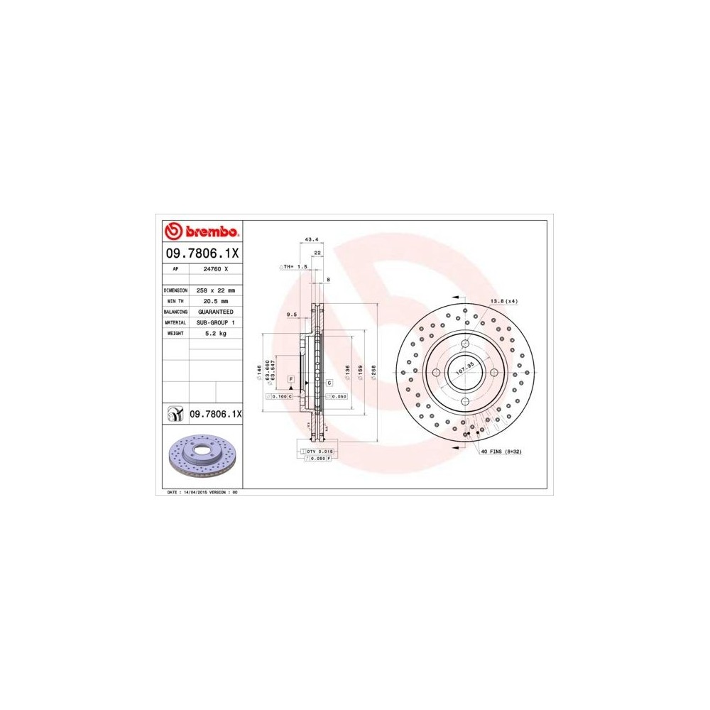 Discos de freno Brembo XTRA Line 09.7806.1X - 09780614