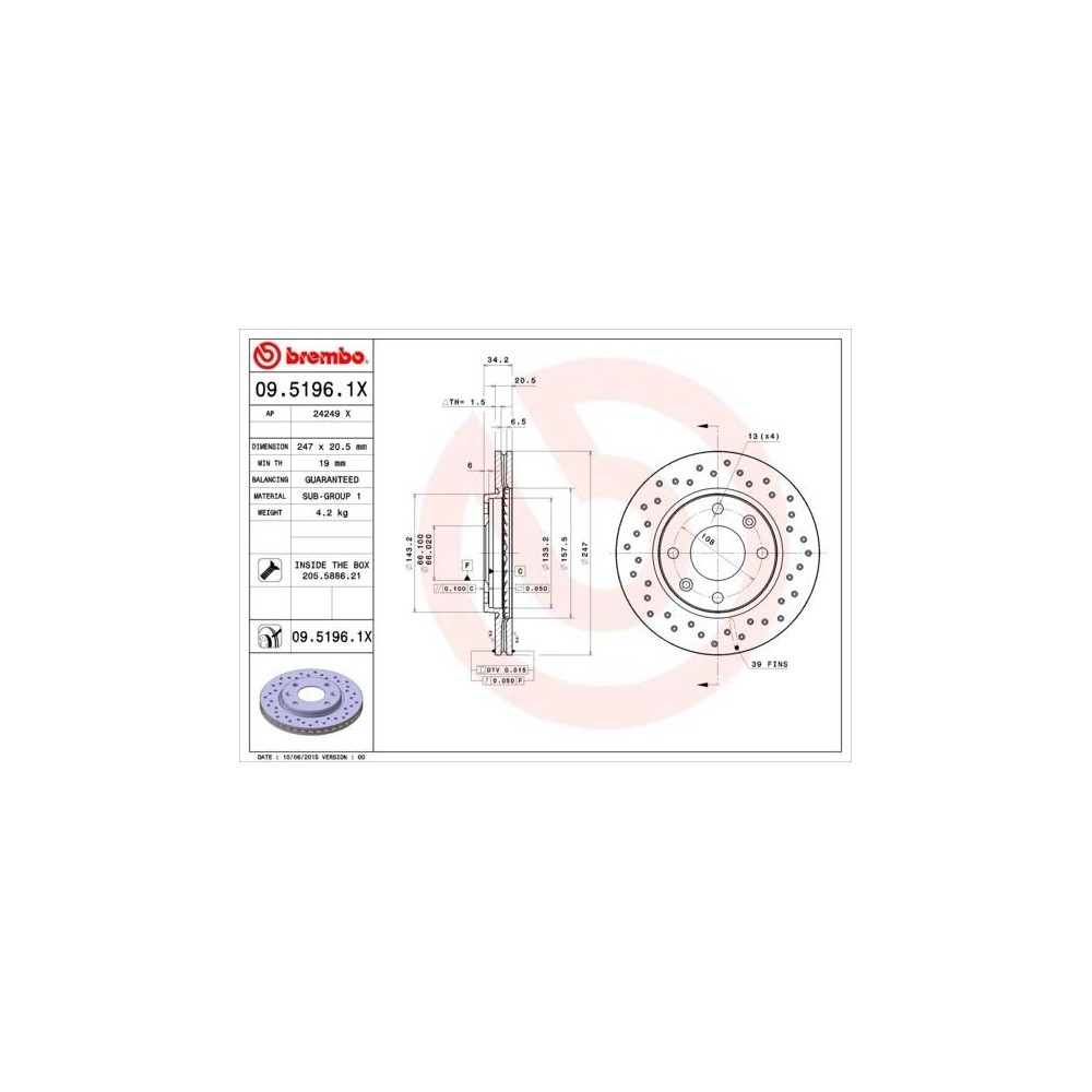 Discos de freno Brembo XTRA Line 09.5196.1X - 09519614