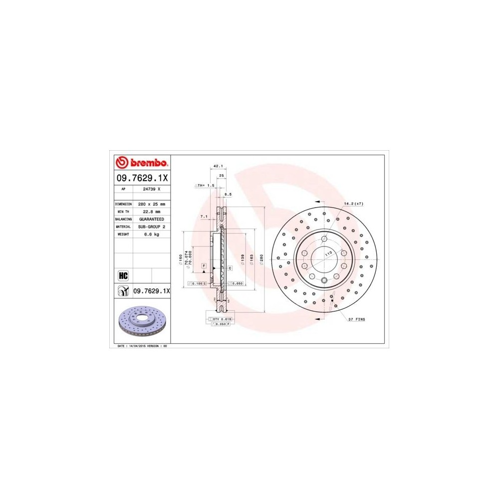 Discos de freno Brembo XTRA Line 09.7629.1X - 09762910