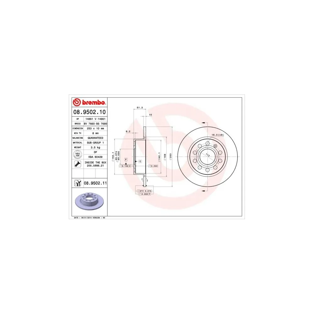 Discos de freno Brembo 08.9502.10
