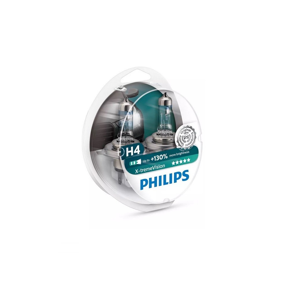 Set lámparas H4 Philips X-tremeVision +130%